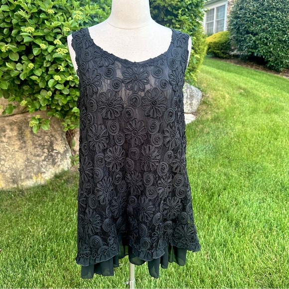 Pretty Angel Black Sleeveless Silk Blend Tunic - Picture 1 of 16